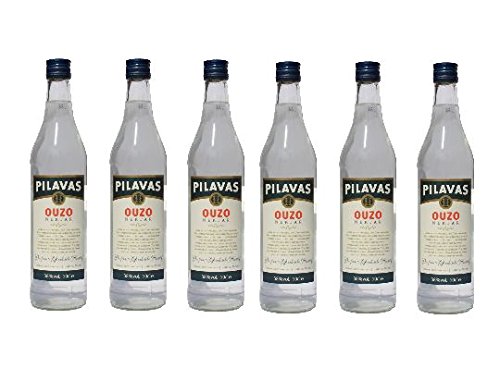 6x Ouzo Nektar Pilavas 38%-Vol. 6 Flaschen a 700 ml Set Griechenland + 2 Probier Sachets Olivenöl aus Kreta a 10 ml von Grace nnvg