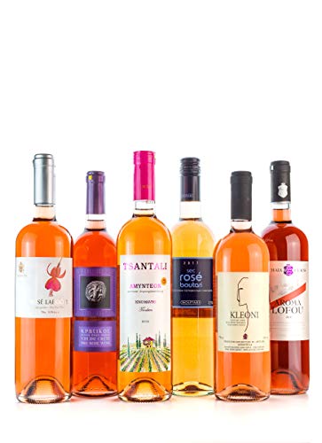 6x Rosewein trocken 750ml im Probier Set 6 Flaschen Rose aus Griechenland Test Paket Kundenlieblinge griechischer Wein fruchtig frisch + 2x 10ml Olivenöl von Hellenikos