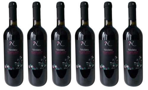 6x Rotwein Imiglykos lieblich Domaine Nikolaou je 750ml + 1 Probier Sachet Olivenöl aus Kreta a 10 ml - griechischer roter Wein Rotwein Griechenland Wein Set von Hellenikos