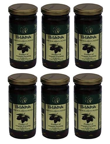 6x leckere Kalamata BIO Oliven in BIO Olivenöl eingelegt je 150g (Abtropfgewicht) griechische Oliven schwarz + Probiersachet Olivenöl 10ml von Hellenikos