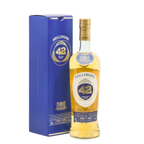 HELLINGER 42 - Sächsischer Single Malt Whisky - 46% Vol. Alkohol 700ml - Mit Noten von Apfel, Vanille, Honig, Weißwein, Holz, Pfirsich und Toffee – Dresdner Whisky Manufaktur – Reifung im Bourbonfass von Hellinger 42