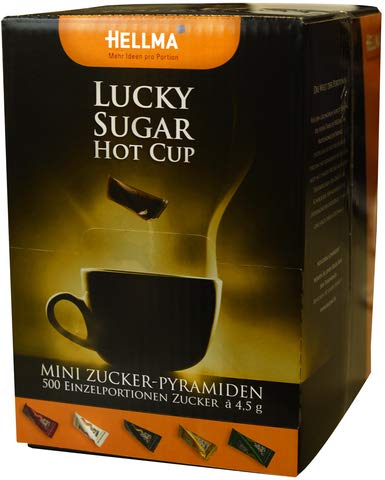 HELLMA Zucker, LUCKY SUGAR HOT CUP, gemahlen, weiß, Spenderbox, 500 Beutel à 4,5 g (2.250 g), Sie erhalten 1 Packung á 2250 g von Hellma