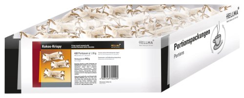 Hellma Kokos-Krispy, Weiße Schokolade mit Knusperkern, einzelverpackt - 400St. - 6x von Hellma