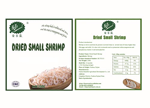 Shrimp Hello Seaweed 100% reine und rohe natürliche getrocknete Meeresfrüchte Garnelen Fabrikpreis 500g/Beutel von Hello Seaweed