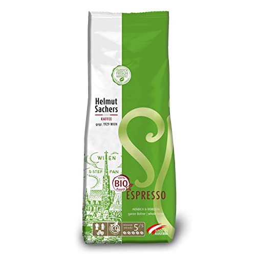 Helmut Sachers Kaffee - BIO Espresso, Intensität 5/5, Arabica und Robusta, ganze Kaffeebohnen, 500g von Helmut Sachers Kaffee