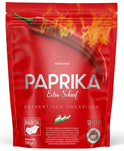 Paprika extra scharf gemahlen ungarisch (170g) Original Delikatess Paprikapulver aus Kalocsa, Ungarn von Hencher