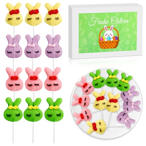 Ostern Süßigkeiten 12 Stück, Oster Lollis, Osterhase Süßigkeiten, Ostersüßigkeiten für Kinder, Einzeln Verpackt, Ostern Geschenke Kinder von Henjunu