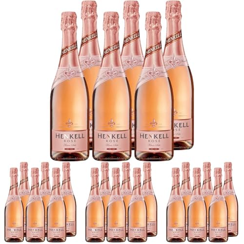 Henkell Sekt Rosé Trocken (6 x 0,75 l) - Veganer Rosé Sekt, harmonisches Süß-Säurespiel, beerig-fruchtige Cuvée aus ausgesuchten roten Rebsorten, ausgewogen, feinperlig, VEGAN (Packung mit 4) von Henkell