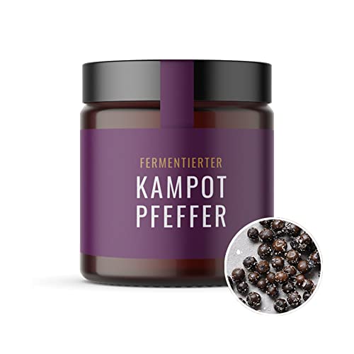 Fermentierter Pfeffer aus Kampot 50 g Glas Kampot Pfeffer fermentiert, Fermentierter Pfeffer aus Kambodscha, echter Gourmet Pfeffer, Pfefferkörner ganz aus fairer Erzeugung von Hennes Finest