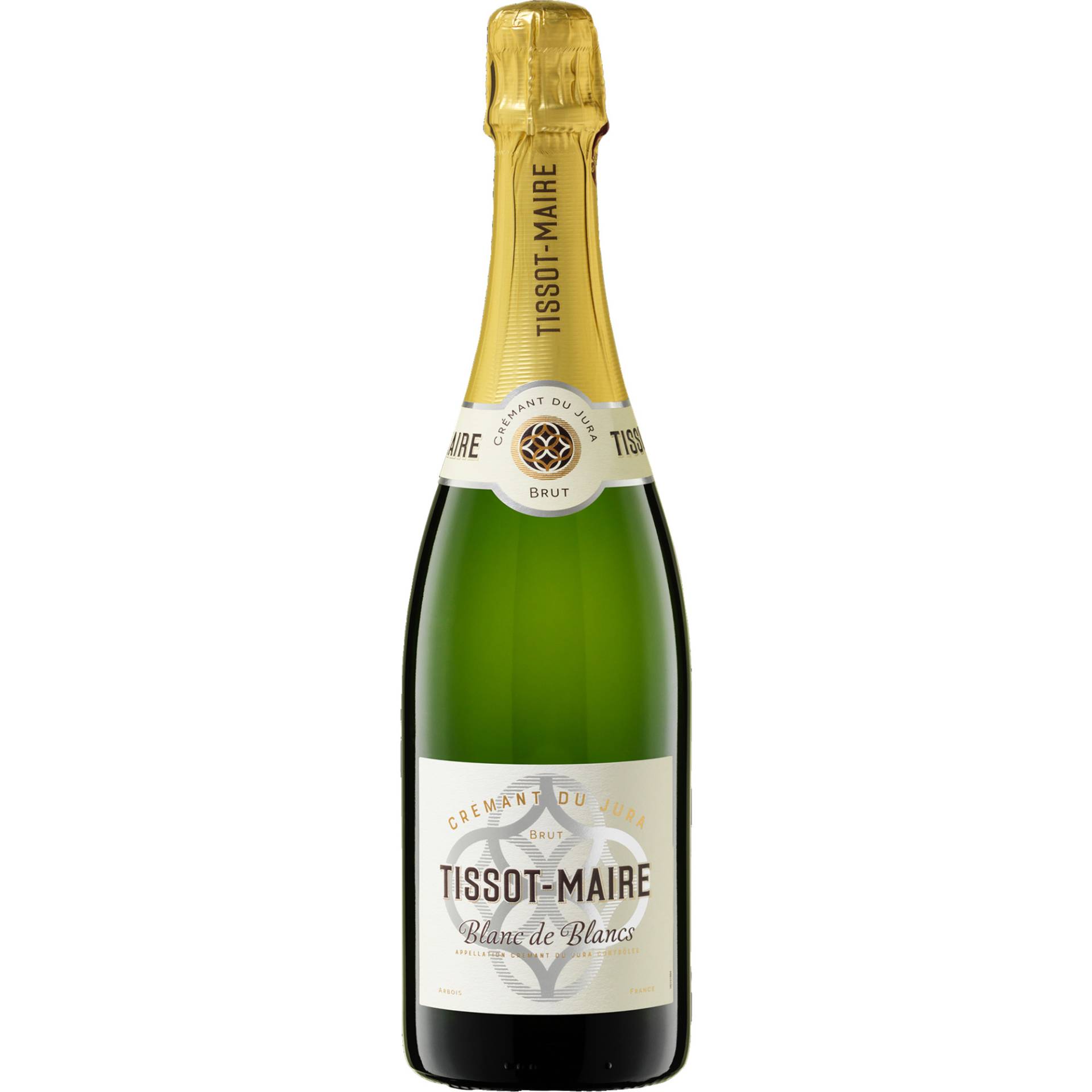 Tissot-Maire Blanc de Blancs, Brut, Crémant du Jura AOP, Jura, Schaumwein von Henri Maire SA/ Domaine de Boichailles, 39600 Arbois, Frankreich