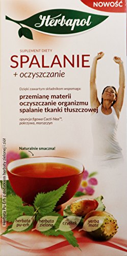 Herbapol für Verbrennung und Reinigung (Spalanie + Oczcszczanie), Nahrungsergänzungsmittel. Pu-Erh Tee mit grünem Tee und Kräutern. Nettogewicht 40 g (20 Beutel x 2 g) von Herbapol