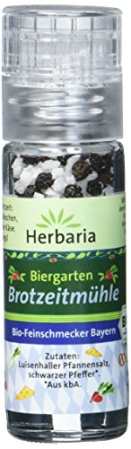 Herbaria Biergarten-Brotzeit-Mini-Mühle Salz und Pfeffer Bio, 3er Pack (3 x 16 g) von Herbaria