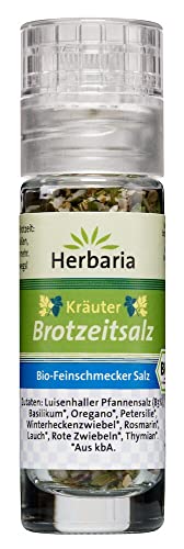 Herbaria Kräuter Brotzeitsalz bio Mini-Mühle (2 x 13 gr) von Herbaria