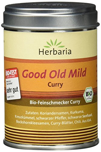 Herbaria Good Old Mild Curry bio 80g M-Dose – Bio-Currypulver, Bio-Curry-Mischung - Bio-Gewürzmischung für klassische Curry-Spezialitäten mit erlesenen Zutaten - in nachhaltiger Aromaschutz-Dose von Herbaria