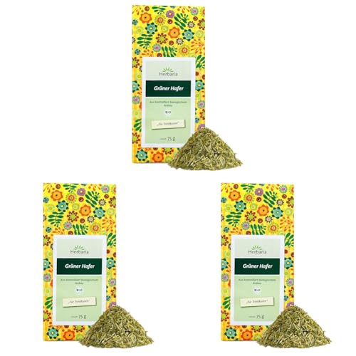 Herbaria Grüner Hafer Tee bio 75g - loser Bio-Kräutertee – Bio-Grüner-Hafer Tee lose – Grünes Haferkraut getrocknet und grob geschnitten – ideal für Trinkkuren - natürlich guter Teegenuss von Herbaria