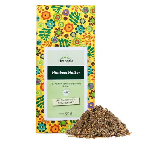 Herbaria Himbeerblätter Tee bio 50g – loser Bio-Kräutertee – Bio-Himbeerblättertee lose – Bio-Himbeerblätter getrocknet und grob geschnitten – für natürlich guten Teegenuss von Herbaria