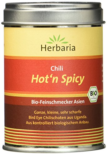 Herbaria "Hotn Spicy" Ganze, kleine Chilischoten, 1er Pack (1 x 40 g Dose) - Bio von Herbaria