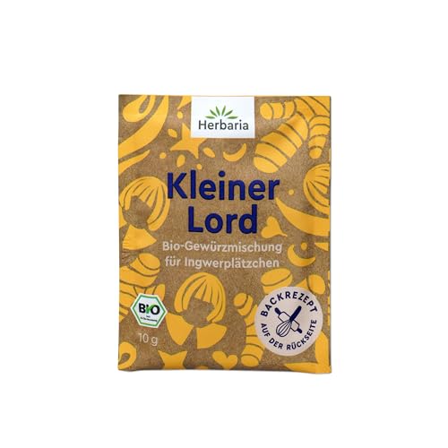 Herbaria Kleiner Lord bio 10g Sachet – fertige Bio-Gewürzmischung für Ingwerkekse, Plätzchen, Teegebäck – Backgewürz für Weihnachtsbäckerei mit erlesenen Zutaten – praktisch portioniert verpackt von Herbaria