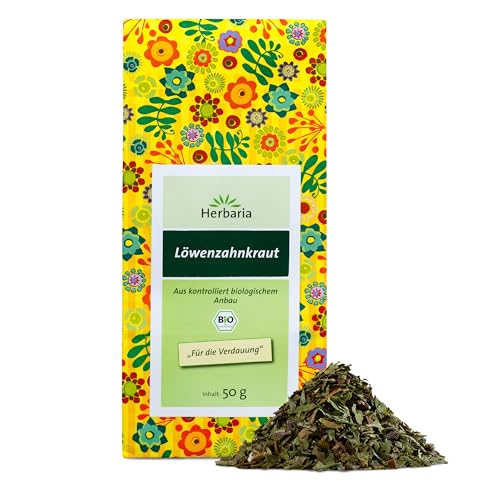 Herbaria Löwenzahnkraut-Tee bio 50g – loser Bio-Kräutertee – Bio Löwenzahntee – Bio Löwenzahnkraut - Löwenzahnblätter getrocknet und grob geschnitten – natürlicher Teegenuss von Herbaria