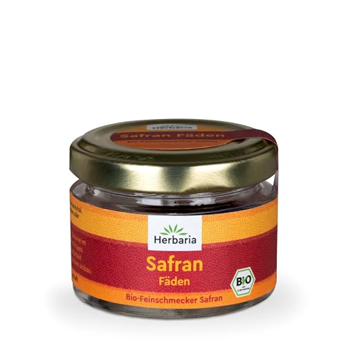 Herbaria Safran-Fäden bio 0,5g im Glas – Bio Safran-Fäden aus dem berühmten Safran-Ort Taliouine in Marokko – Safranfäden in Premium Bio-Qualität – Saffron Premium - Safran première catégorie von Herbaria