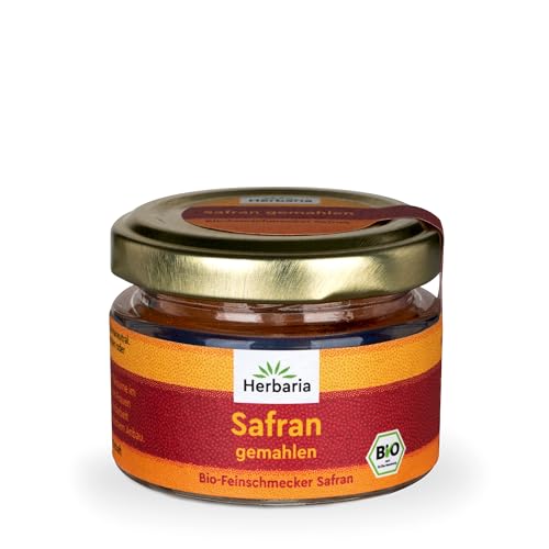 Herbaria Safran gemahlen bio 0,5g im Glas – Bio Safran aus dem berühmten Safran-Ort Taliouine in Marokko – gemahlene Safranfäden in Premium Bio-Qualität – Saffron Premium - Safran première catégorie von Herbaria