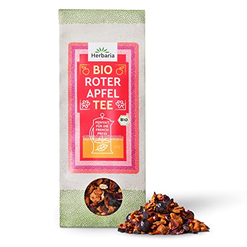 Herbaria Teemischung Roter Apfel bio 60g - 100% Bio-Früchtetee - natürlicher kräftig-fruchtiger Geschmack & nur natürliche Zutaten - klimaneutral produziert & plastikfreie Verpackung von Herbaria