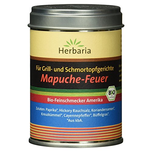 Herbaria für Grill und Schmortopfgerichte Mapuche-Feuer BBQ Gewürzmischung BIO 85g M-Dose von Herbaria