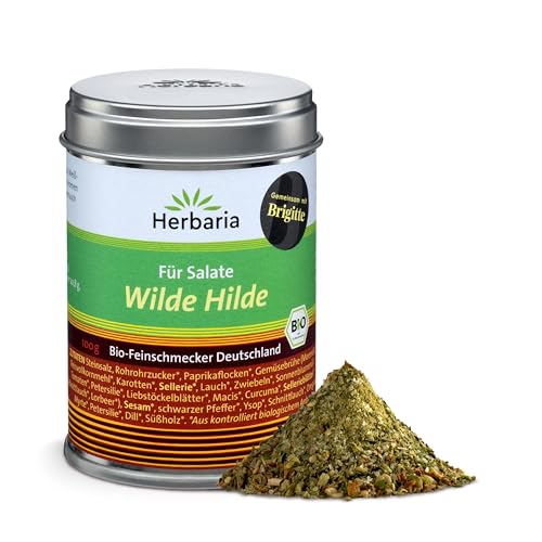 Herbaria Wilde Hilde bio 100g M-Dose- fertige Bio-Gewürzmischung - Salatgewürz für ausgefeilte Salate - mit erlesenen Zutaten - in nachhaltiger Aromaschutz-Dose von Herbaria