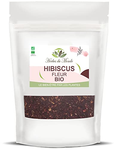 Herbes du Monde – BIO-Hibiskus-Kräutertee – Schnittblume – Bio-Entgiftungs- und Tonisierungsaufguss – Bissap Karkadé – 1 Beutel mit 170 g von Herbes du Monde