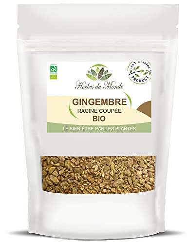 Herbes du Monde – BIO-Ingwer-Kräutertee – geschnittene Wurzel – organischer, stärkender und schlankmachender Verdauungsaufguss – 1 Beutel mit 180 g, AB-zertifiziert von Herbes du Monde