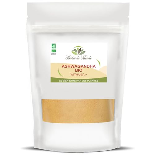 Herbes du Monde – Bio-Ashwagandha Withania+ – Vitalität, Schlaf und Entspannung – 100% biologisch – natürliches Pulver – AB-zertifiziert – 1 Beutel mit 250 g von Herbes du Monde