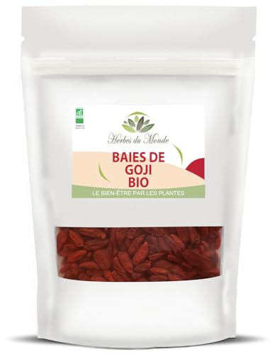 Herbes du Monde – Bio-Goji-Beeren in Premiumqualität – Trockenfrüchte von Super Fruit – Saftiges Superfood zum Knabbern – unbehandelt und schonend getrocknet – 1 Beutel à 150 g AB-zertifiziert von Herbes du Monde