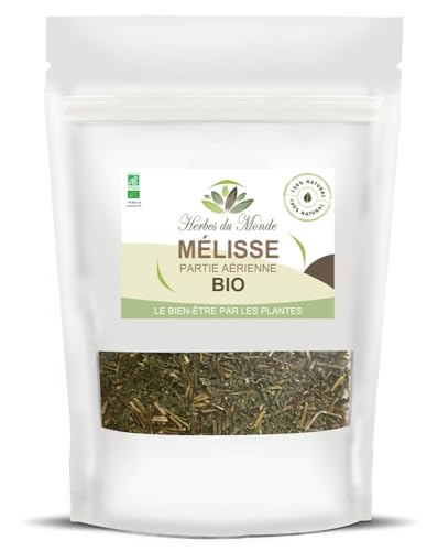 Herbes du Monde - Bio-Melissentee - Geschnittene oberirdische Teile - Beruhigender und entspannender Bio-Kräutertee - Wohlbefinden und Detox-Tee - 1 Beutel à 50g, zertifiziert nach AB von Herbes du Monde