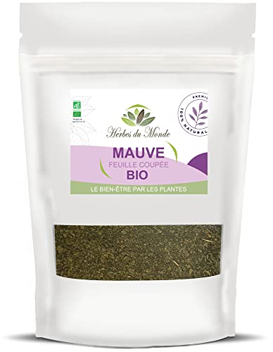 Herbes du Monde – Getrockneter Bio-Malvenkräutertee mit geschnittenen Blättern – Bio-Verdauungs- und Entgiftungsaufguss – Lindert Husten – 1 Beutel mit 50 g AB-zertifiziert von Herbes du Monde