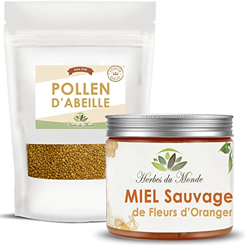 Herbes du Monde – Imker-Duo – BIO-Pollen und wilder Orangenblütenhonig – 1 Beutel mit 250 g und 1 Glas von Herbes du Monde