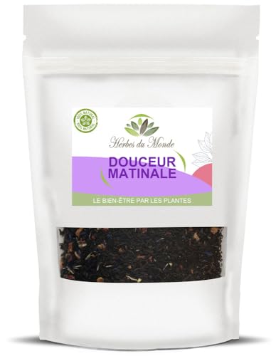 Herbes du Monde – Morgensüße – Kräutertee aromatisiert mit schwarzem Tee, Rosenblättern, Korinth-Rosinen, Kornblumenblättern – 1 Beutel mit 100 g von Herbes du Monde