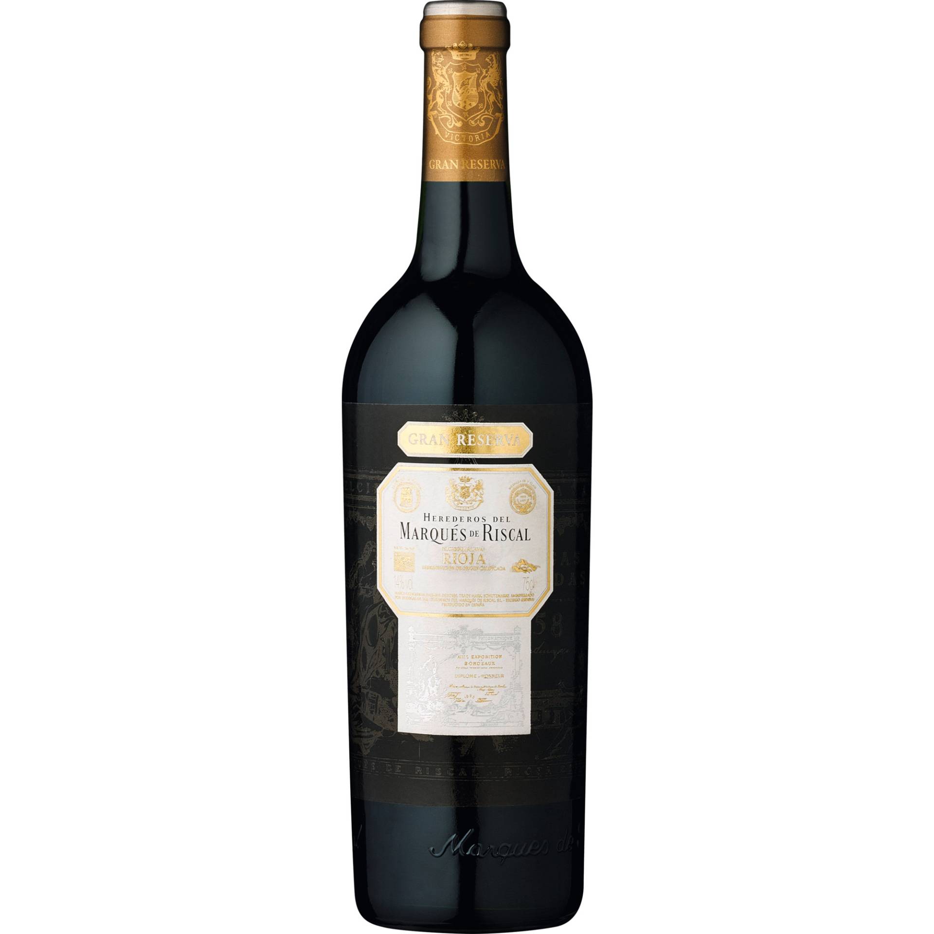 Marqués de Riscal Rioja Gran Reserva, Rioja DOCa, Rioja, 2018, Rotwein von Herederos del Marqués de Riscal c/Torrea 1 01340 Elciego Spain