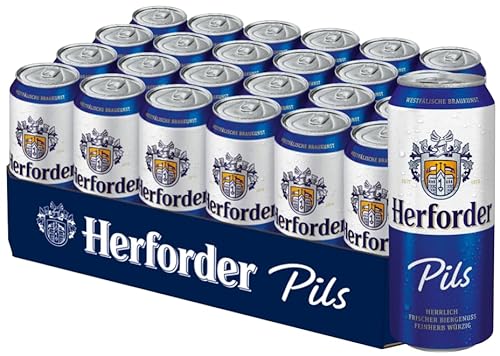 Herforder Premium Pils Dosenbier, EINWEG (24 x 0.5 l), Mildes vollmundiges Pils Bier aus Ostwestfalen mit 4,8% Alkohol von Herforder