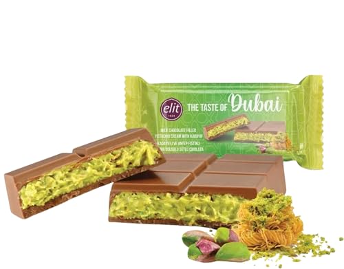 Dubai schokolade Pistazie Original, Milchschokolade gefüllt mit Pistaziencreme und Engelshaar Kadayif (180g) von Hernán