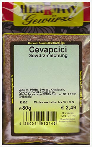 Cevapcici-Gewürz 80g ohne Zusatzstoffe, ohne Glutamat von Herrmann Gewürze