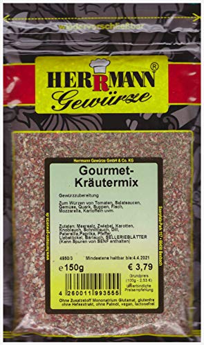 Gourmet Kräutermix Gewürz Kräuter Gewürzmischung 150g Salate Gemüse Fleisch von Herrmann Gewürze