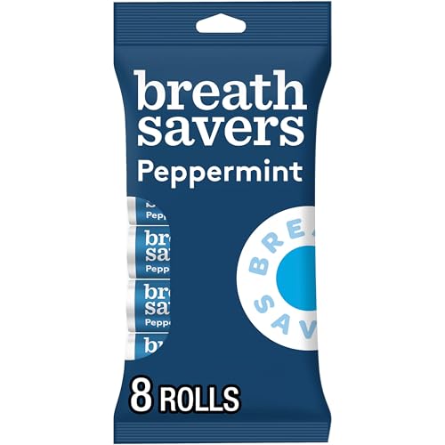 BREATH SAVERS Peppermint Flavored Sugar Free Breath Mints, Made with Neutrazin, 0.75 oz Rolls (8 Count) von Hershey's