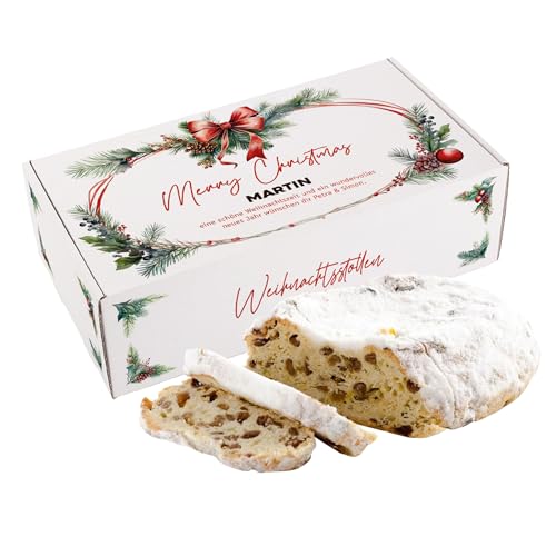 Herz & Heim® Christstollen Thüringer Art 1kg mit weihnachtlicher Geschenkverpackung, personalisiert von Herz & Heim