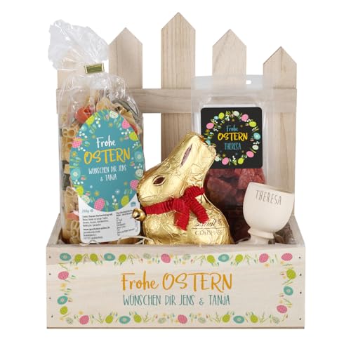 Herz & Heim® Geschenkkorb zu Ostern mit Nudeln und Schokolade (Frohe Ostern) von Herz & Heim