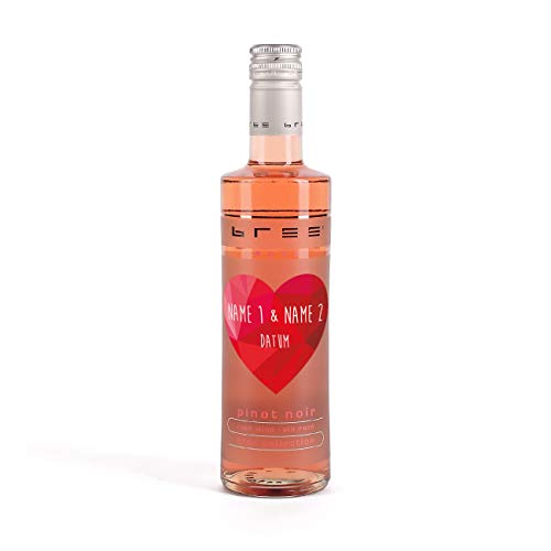 Herz & Heim® Kleines Weingeschenk für Liebende mit persönlichem Etikett - kleiner Bree Wein (1 x 0.25 l) Rosé von Herz & Heim