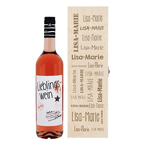 Herz & Heim® Lieblingswein Cuvee Halbtrocken (0.75 l) in Geschenkverpackung mit Namensgravur Rosé von Herz & Heim