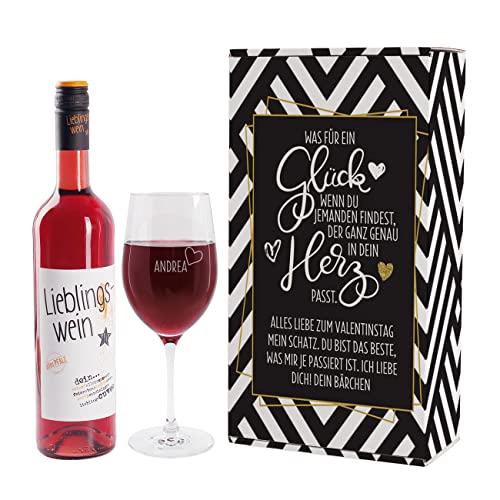 Herz & Heim® Lieblingswein Cuvee halbtrocken (0,75l) Geschenkset zum Valentinstag Weiß von Herz & Heim