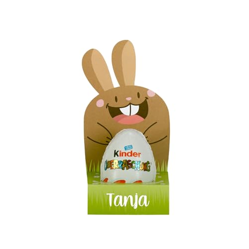 Herz & Heim® Personalisierte Osterverpackung mit Überraschungsei – Individuelles Ostergeschenk mit Name – Geschenkidee zu Ostern für Kinder – Osterhase aus Karton mit Ü-Ei von Herz & Heim