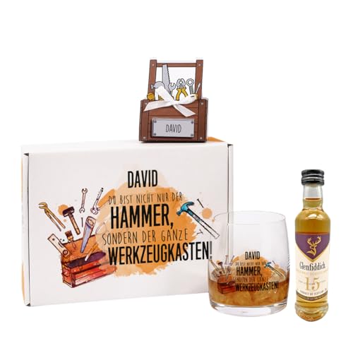 Herz & Heim® Vatertagsgeschenk Whisky Set mit graviertem Glas in Geschenkverpackung von Herz & Heim