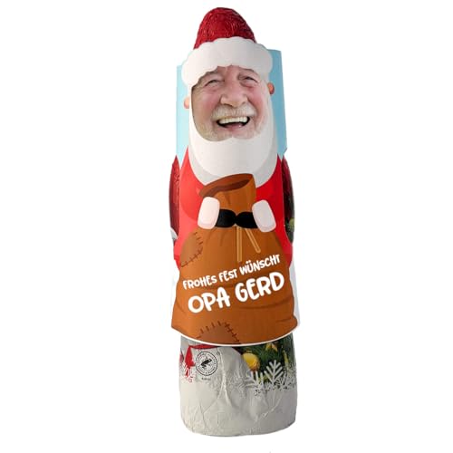 Herz & Heim® Weihnachtsmann 200g mit Foto Banderole und ihrem Wunschtext personalisiert "Weihnachtsmann" von Herz & Heim